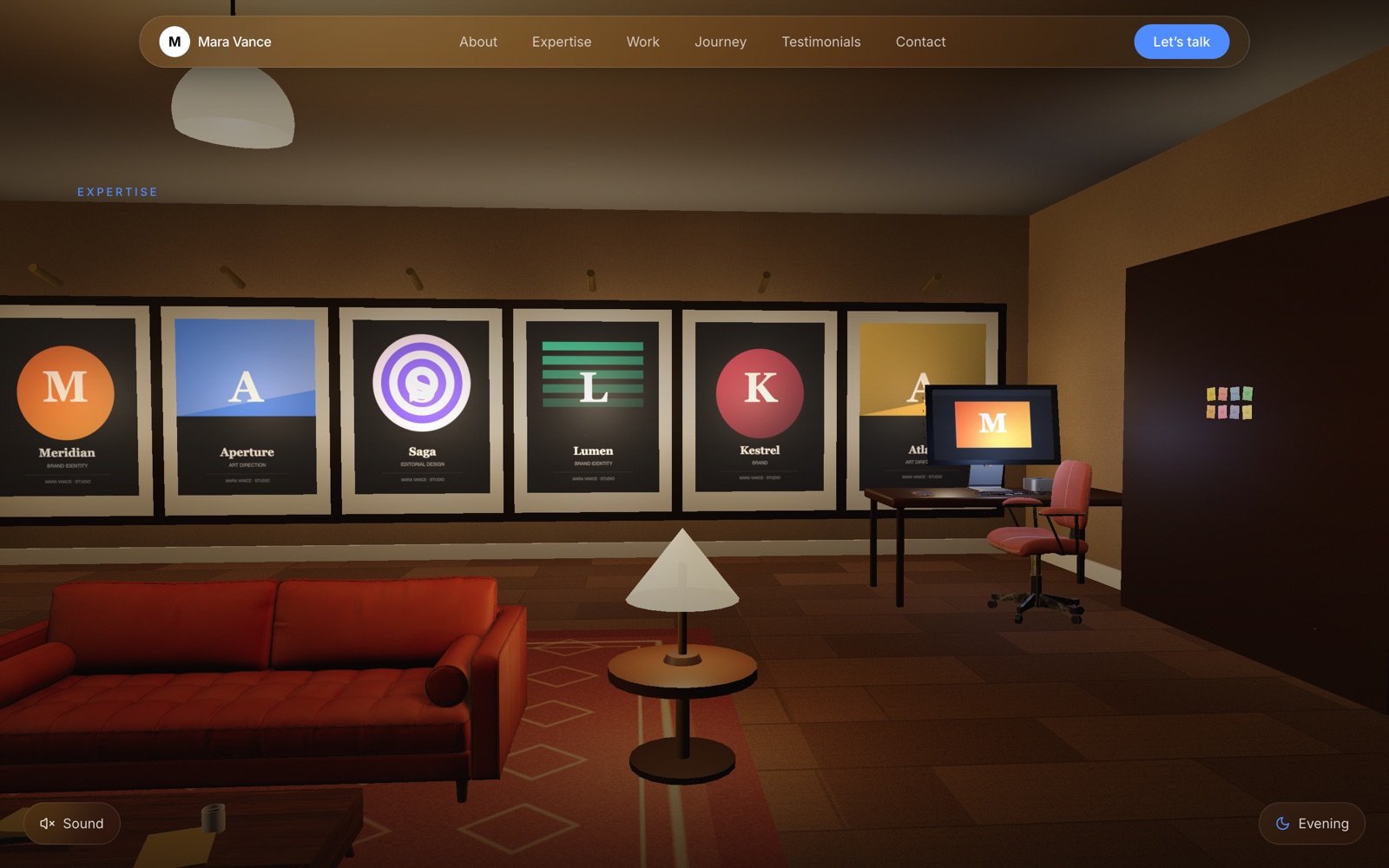 The Living Room screenshot — the gallery wall
